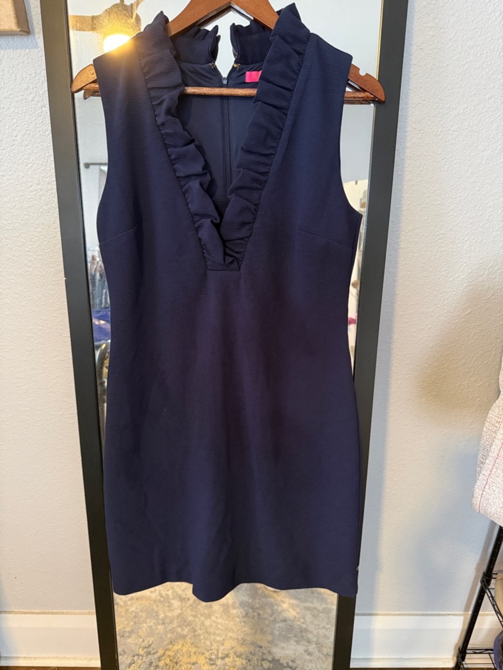 Lilly Pulitzer Navy Ruffled V-Neck Sleeveless Mini Dress